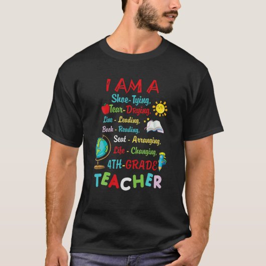 Leraar ik ben een boek dat 4e klas docent Pro T-shirt (Voorkant)