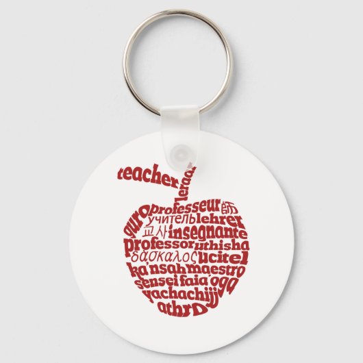 Leraar in alle talen Rood Apple Sleutelhanger (Voorkant)