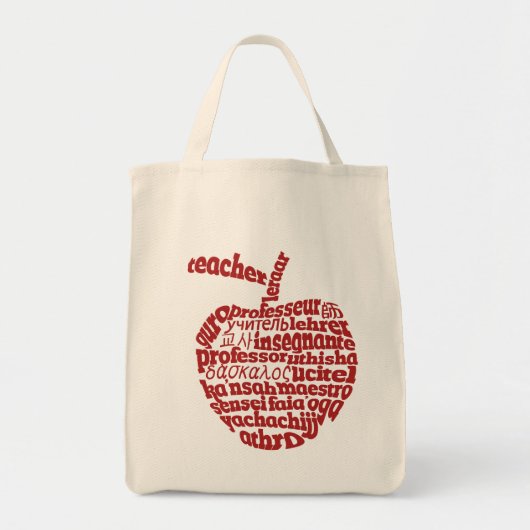 Leraar in alle talen Rood Apple Tote Bag (Voorkant)