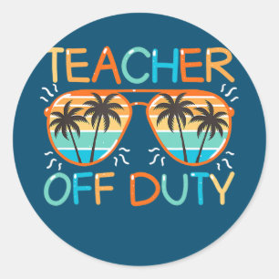 Leraar in dienst op de laatste dag van de schoolle ronde sticker