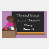 Leraar in haar desk Classroom Library Bookplate Rechthoekige Sticker (Voorkant)