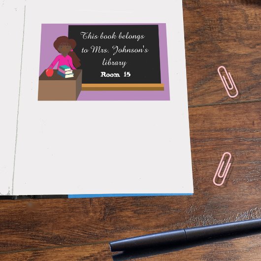 Leraar in haar desk Classroom Library Bookplate Rechthoekige Sticker