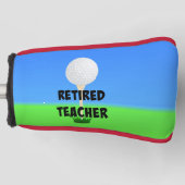 Leraar in ruste, golfbal op t-shirt golfheadcover (Voorkant)