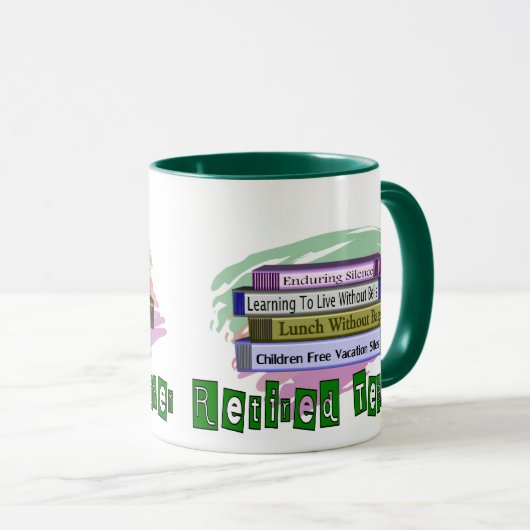 Leraar in ruste (grappige stapel boekenontwerp) mok (Voorkant rechts)