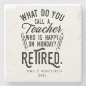 Leraar in ruste Hoofd van school pensionering Stenen Onderzetter (Voorkant)