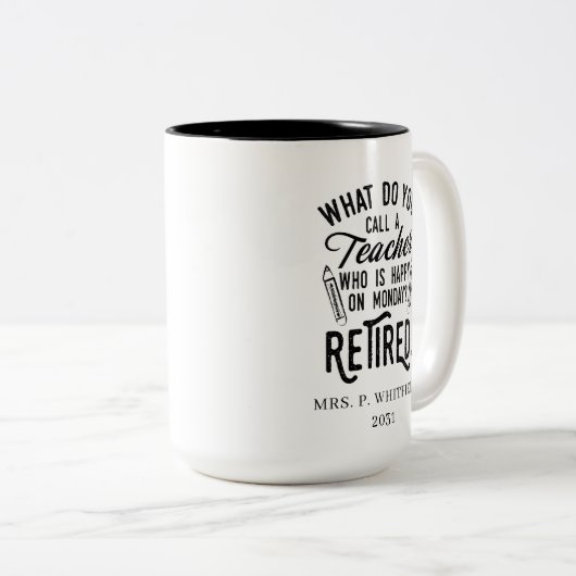 Leraar in ruste Hoofd van school pensionering Tweekleurige Koffiemok (Voorkant rechts)