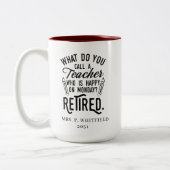 Leraar in ruste Hoofd van school Rood pensioen Tweekleurige Koffiemok (Links)