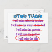 Leraar in ruste: "Ik zal de Kinderen missen" Briefkaart (Voorkant / Achterkant)