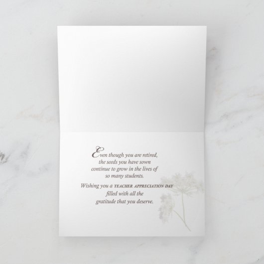 Leraar in ruste Leerleraar Waardering dag Wildflow Kaart (Binnen)
