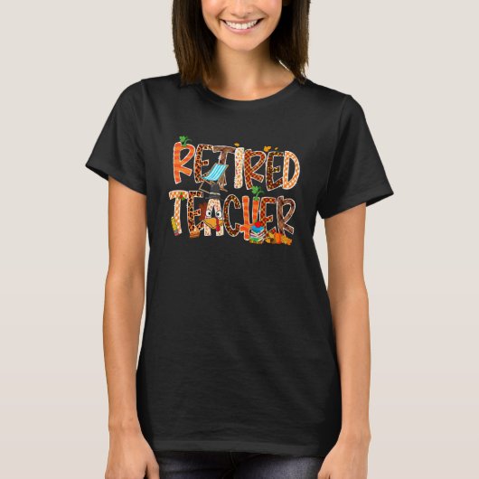 Leraar in ruste Lopard Pumpkin Thanksgiving Man W T-shirt (Voorkant)