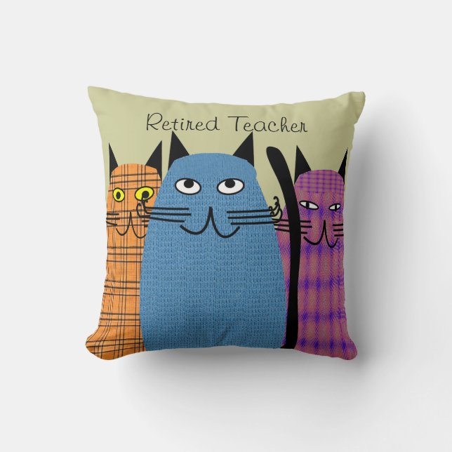 Leraar in ruste PIllow Folk Art Cats Kussen (Voorkant)