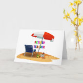 Leraar in ruste, strand Scene (herzien) Kaart (Gele Bloem)