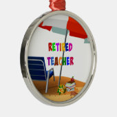 Leraar in ruste, strand scène (herzien) keramische metalen ornament (Rechts)