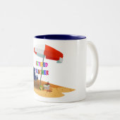 Leraar in ruste, strand Scene (herzien) Tweekleurige Koffiemok (Voorkant rechts)