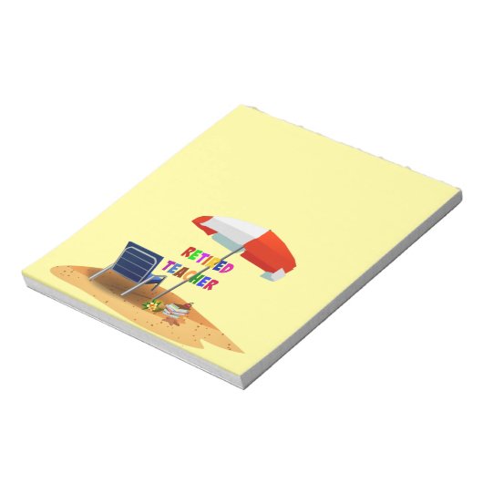 Leraar in ruste, strand Scene Notitieblok (Linkerzijde)