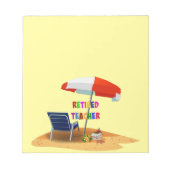 Leraar in ruste, strand Scene Notitieblok (Voorkant)