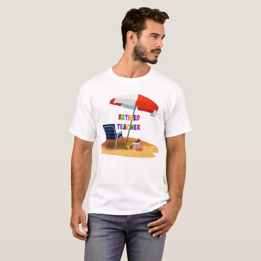 Leraar in ruste, strand Scene T-shirt (Voorkant volledig)
