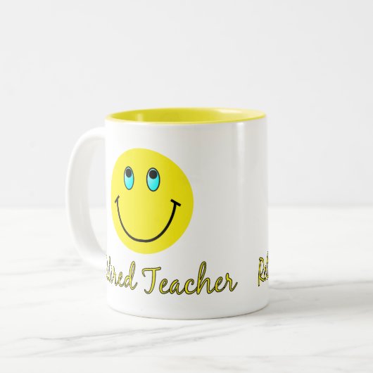 Leraar in ruste YELLOW Tweekleurige Koffiemok (Voorkant links)