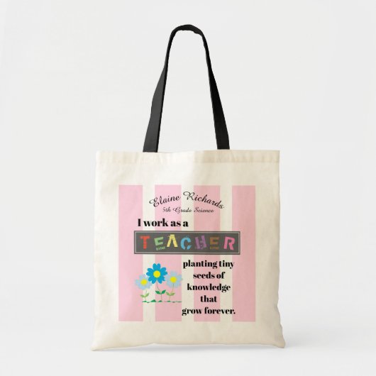 Leraar Inspirerend Striped - Personaliseer het Tote Bag (Voorkant)