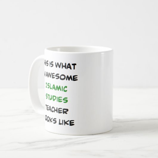 leraar islamitische studies, geweldige koffiemok (Voorkant links)