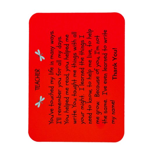 Leraar, je hebt mijn leven aangeraakt... magneet (Verticaal)