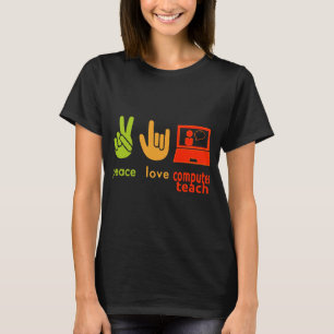 Leraar Job Vrede Liefde Computer Leraar Grappige L T-shirt