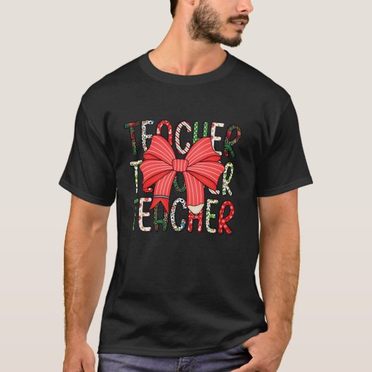 Leraar Kerst Coquette Bow Basisschool T T-shirt (Voorkant)