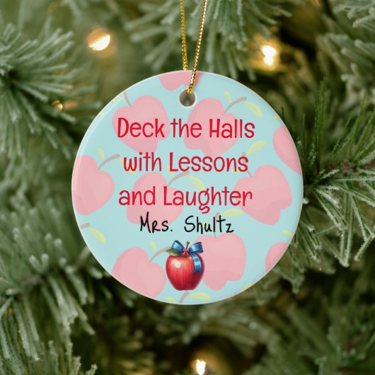 Leraar Kerst "Deck de Hallen" Keramisch Ornament (Boom)