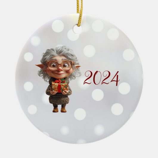Leraar Kerst Elf Keramisch Ornament (Voorkant)
