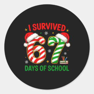 Leraar Kerst Grappige Meme Ik Heb 67 Dagen Overlee Ronde Sticker