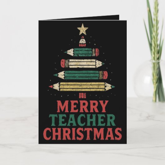 Leraar Kerst Pencil Tree Kaart (Voorkant)