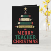 Leraar Kerst Pencil Tree Kaart (Gele Bloem)