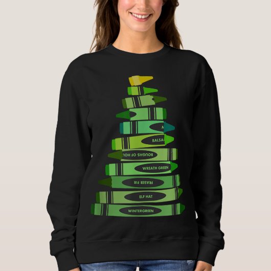 Leraar Kerstcadeau Crayon Tree Trui (Voorkant)