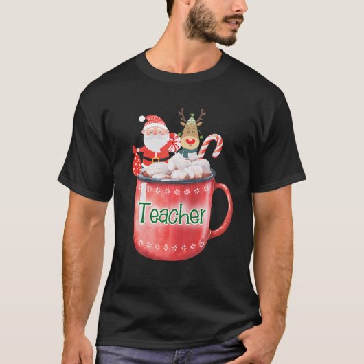 Leraar Kerstman Sinterklaas Candy Cane Rudolph C T-shirt (Voorkant)