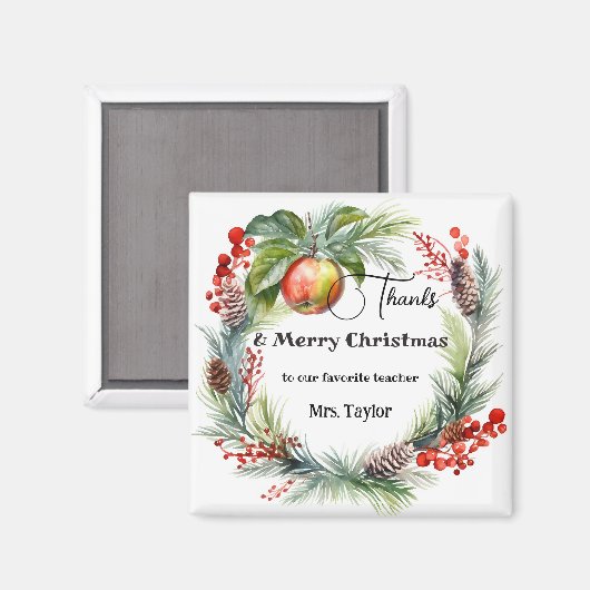 Leraar Kerstmis Dank u Magneet (Voorkant / Achterkant)