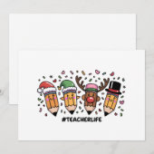 Leraar Kerstpotloden Leraar Leven Vrolijk Kerstfee Feestdagenkaart (Voorkant / Achterkant)