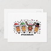 Leraar Kerstpotloden Leraar Leven Vrolijk Kerstfee Feestdagenkaart (Voorkant / Achterkant)