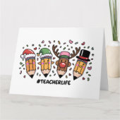 Leraar Kerstpotloden Leraar Leven Vrolijk Kerstfee Kaart (Voorkant)
