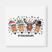 Leraar Kerstpotloden Leraar Leven Vrolijk Kerstfee Magneet (Voorkant)