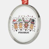 Leraar Kerstpotloden Leraar Leven Vrolijk Kerstfee Metalen Ornament (Links)