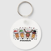 Leraar Kerstpotloden Leraar Leven Vrolijk Kerstfee Sleutelhanger (Voorkant)