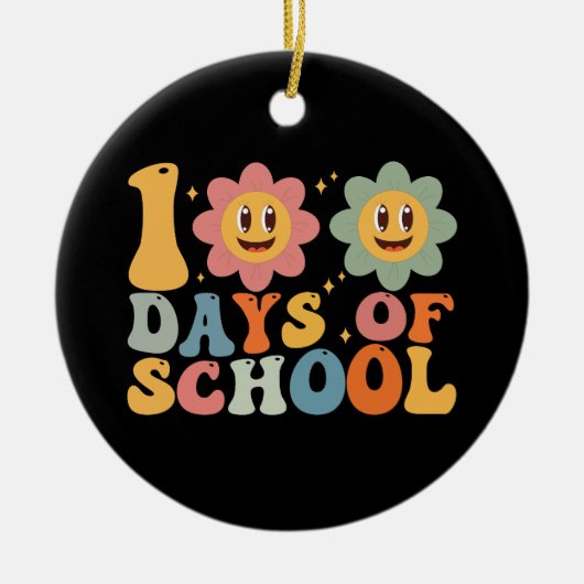 Leraar Kinder Retro Groovy 100 Dagen 0f School Keramisch Ornament (Voorkant)