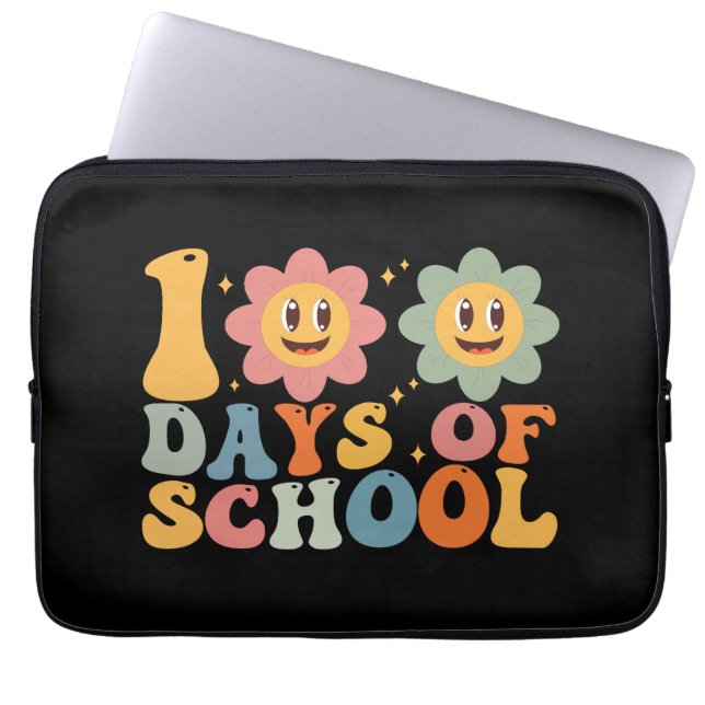 Leraar Kinder Retro Groovy 100 Dagen 0f School Laptop Sleeve (Voorkant)