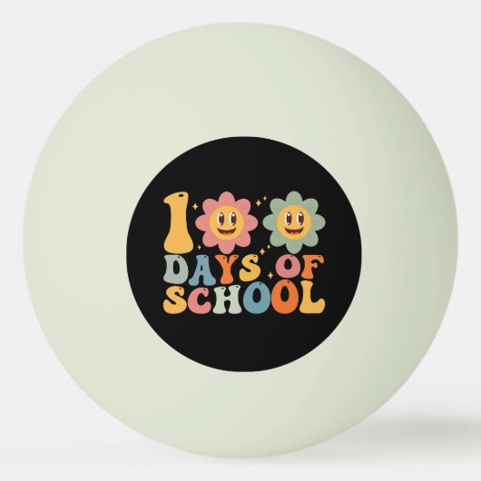 Leraar Kinder Retro Groovy 100 Dagen 0f School Pingpongbal (Voorkant)