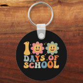Leraar Kinder Retro Groovy 100 Dagen 0f School Sleutelhanger (Voorkant)