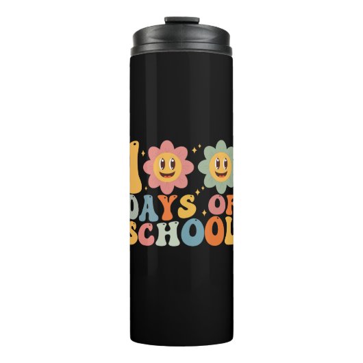 Leraar Kinder Retro Groovy 100 Dagen 0f School Thermosbeker (Voorkant)