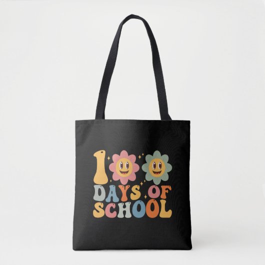 Leraar Kinder Retro Groovy 100 Dagen 0f School Tote Bag (Voorkant)
