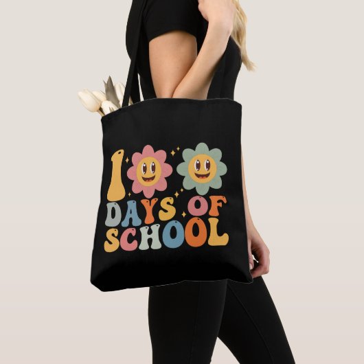 Leraar Kinder Retro Groovy 100 Dagen 0f School Tote Bag (Dichtbij)