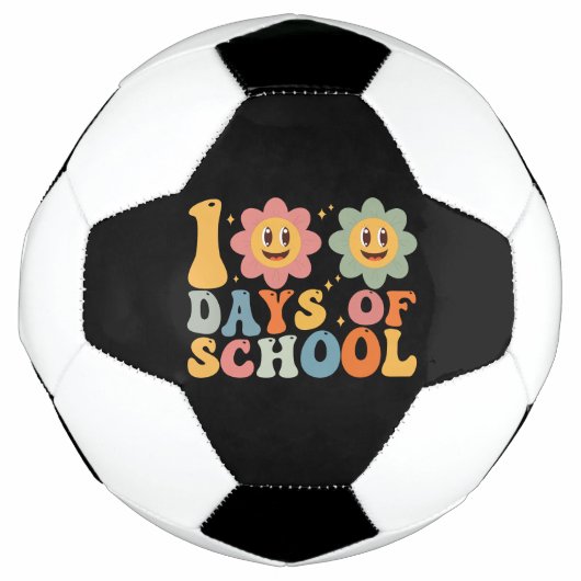 Leraar Kinder Retro Groovy 100 Dagen 0f School Voetbal (Voorkant)