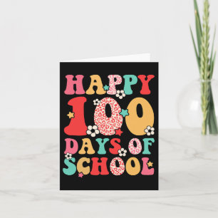 Leraar Kinderen Retro Groovy 100 dagen Happy 100th Kaart